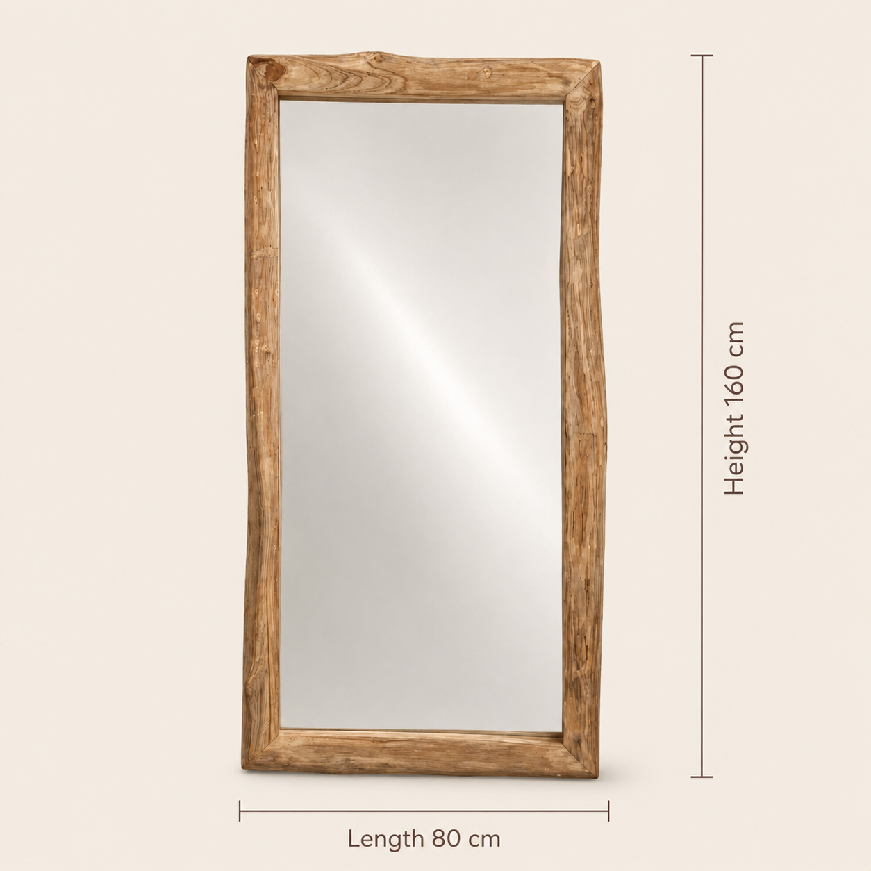 Teak Wood Mirror | Chunky 8 cm Frame | Multiple Size Options