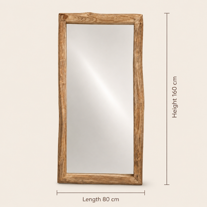 Teak Wood Mirror | Chunky 8 cm Frame | Multiple Size Options