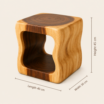 Tree Trunk Stool | Natural Wood Accent Piece | 45x40x30 cm