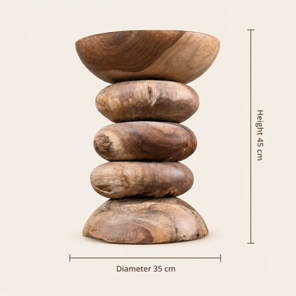 Teak Ringhocker | Massives Teakholz | 35x45 cm