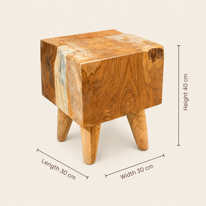 Teak Couchtisch | Handgefertigt Mid-Century | 40x30x30 cm