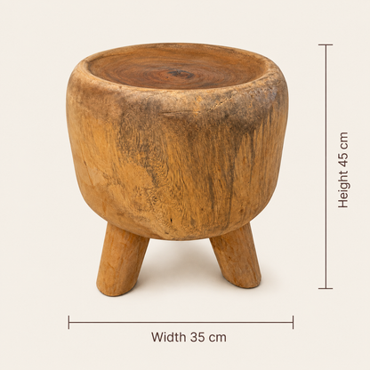 Holzhocker | Massiver Baumstamm Handgefertigt | 45x35 cm