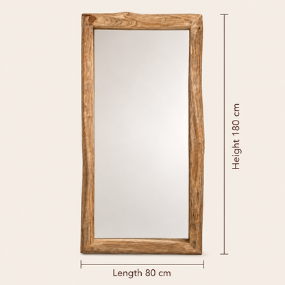 Teak Wood Mirror | Chunky 8 cm Frame | Multiple Size Options