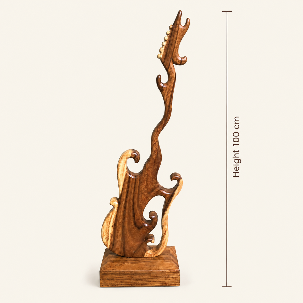 Geschnitzte Gitarrenskulptur | Massiver Holzstamm | Handgefertigtes Kunstwerk | 100cm