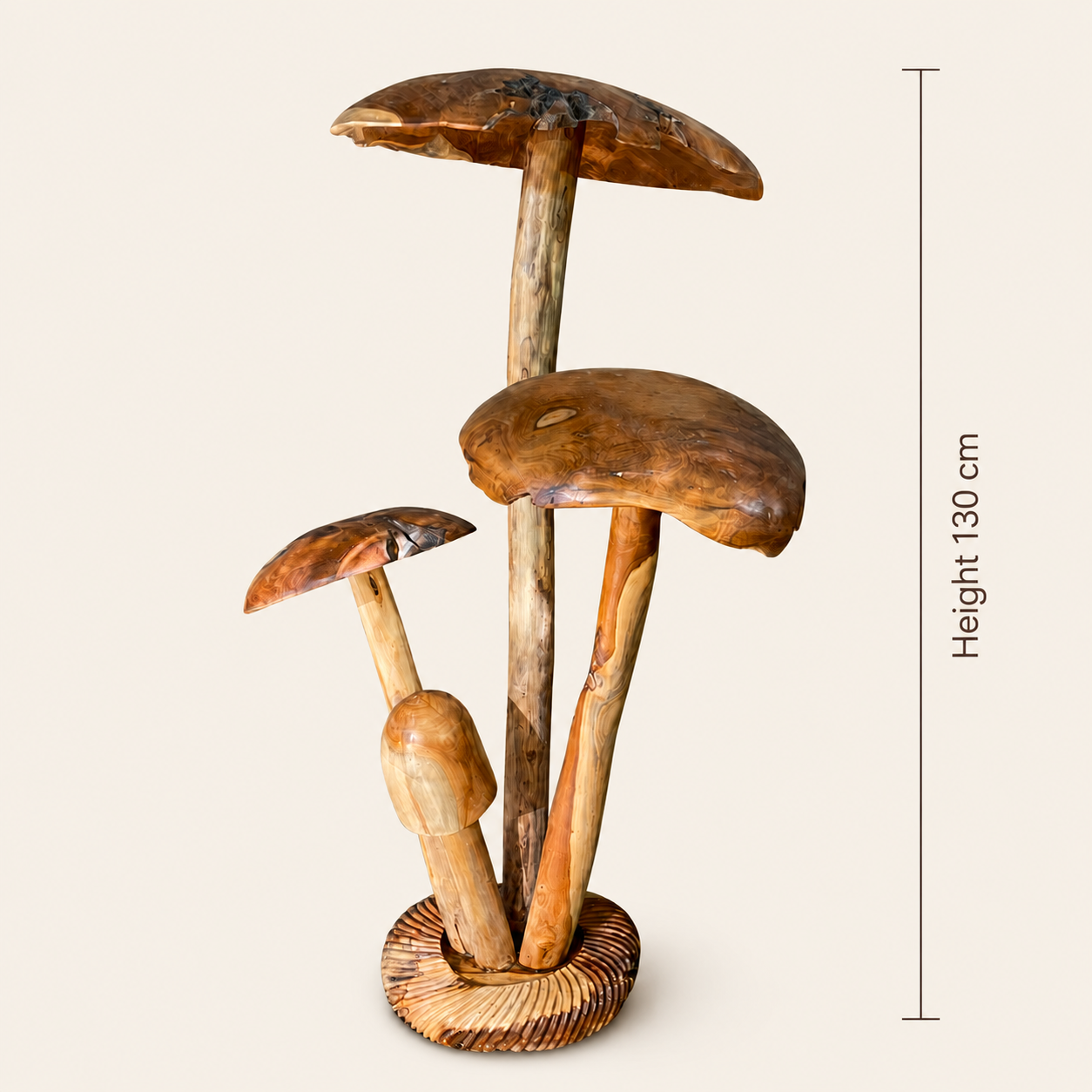 Teak Pilz-Cluster | Natur-Skulptur | 130 cm