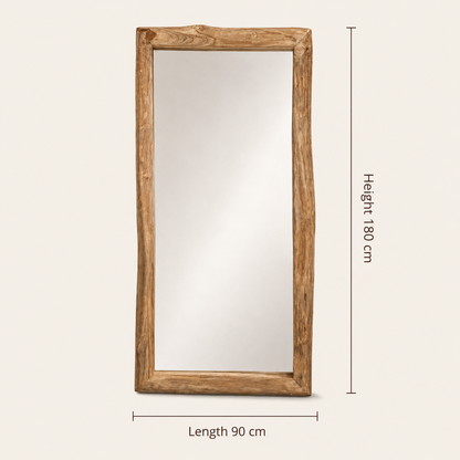 Teak Wood Mirror | Chunky 8 cm Frame | Multiple Size Options