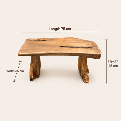 Teakwurzelbank | Massivholz handgefertigt | Natürliche Bio-Oberfläche | 75x45x35cm