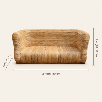 Woven Bamboo Sofa | Handcrafted Natural Style | 180x90x90 cm