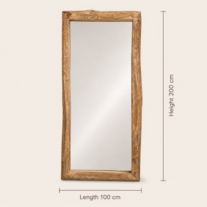 Teak Wood Mirror | Chunky 8 cm Frame | Multiple Size Options