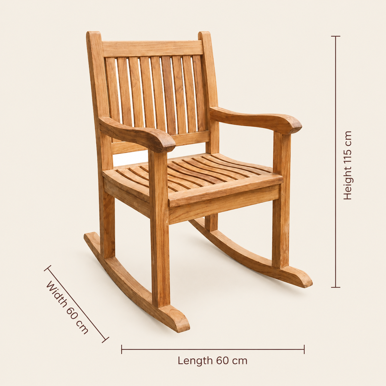 Teak Rocking Chair | Solid Wood Rocker Design | 115x60x60 cm