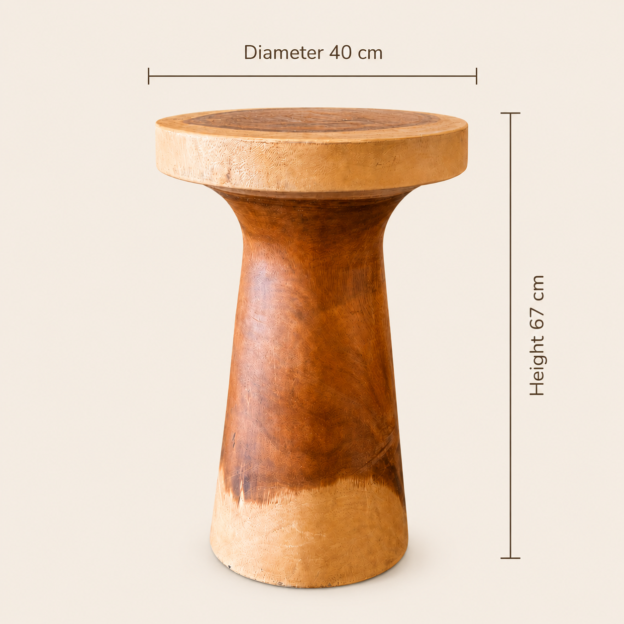 Teak Pedestal Stool | Sculptural Accent | 40x67 cm