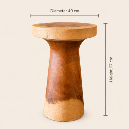 Teak Pedestal Stool | Sculptural Accent | 40x67 cm