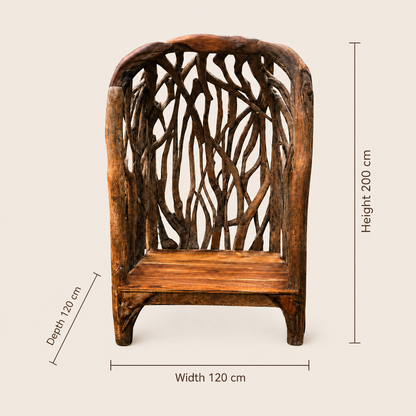 Teak Gazebo Bench | Handcrafted Root Design | 200x120x120 cm