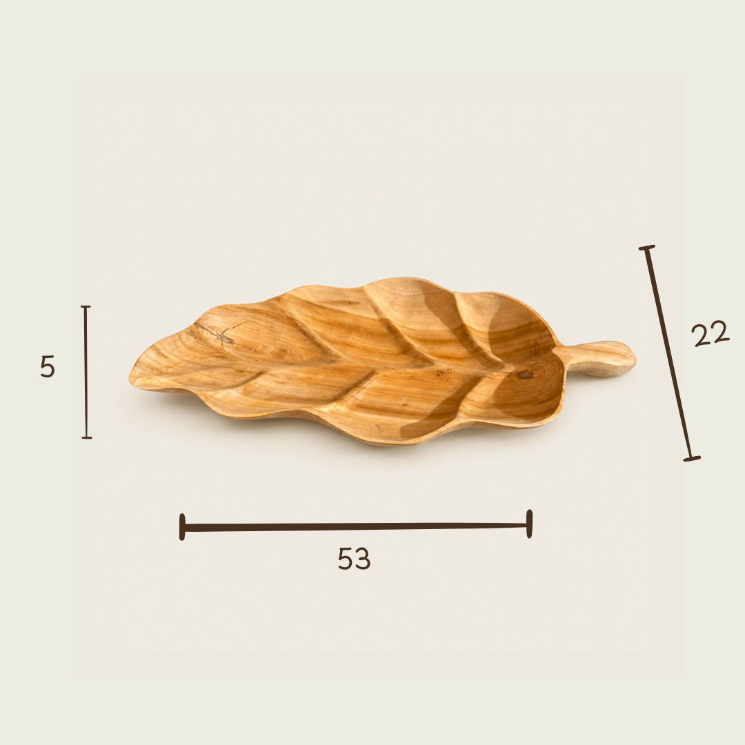 Teak Leaf Serving Bowl | Handmade | 53x22x5 cm