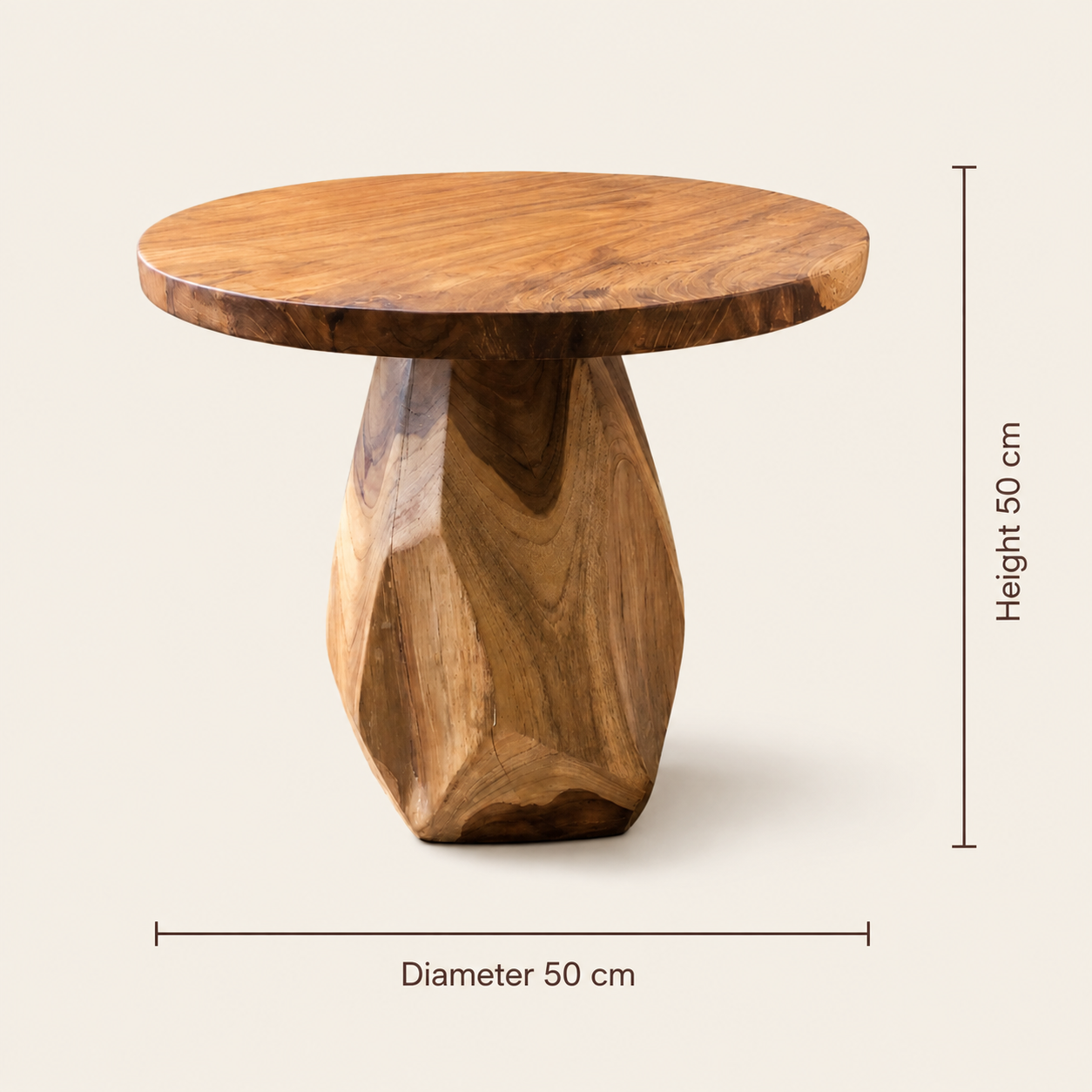 Solid Teak Side Table | Natural Solid Wood Design | 50x50 cm
