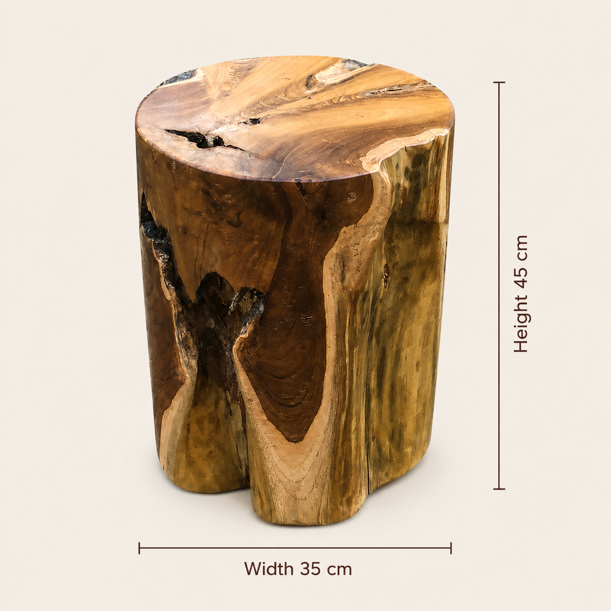 Teak Wood Block | Solid Teak Accent | 45x35 cm