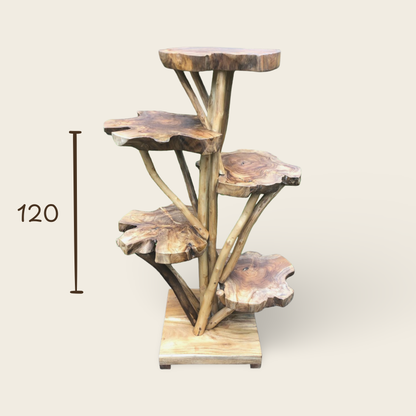 Teak Slice Stand | Solid Wood Handmade | Natural Display Pedestal | 120cm