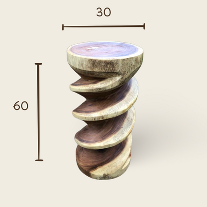 Twisted Trunk Stand | Hand-Carved Teak Pedestal | 60x30 cm