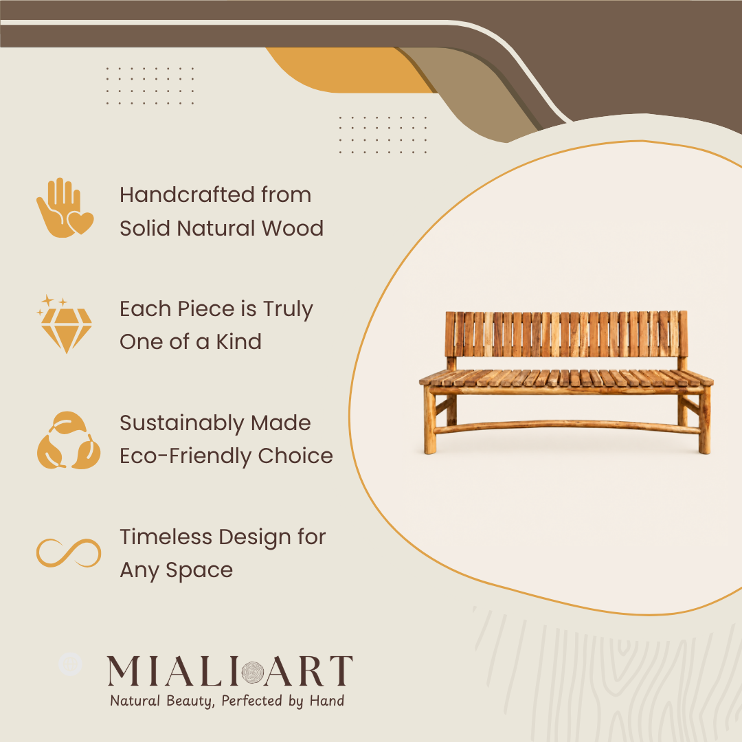 Veranda Teak Bench | Slatted Backrest Design | 76x45x180 cm