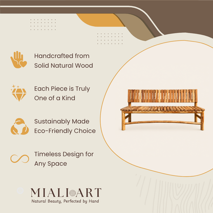Veranda Teak Bench | Slatted Backrest Design | 76x45x180 cm