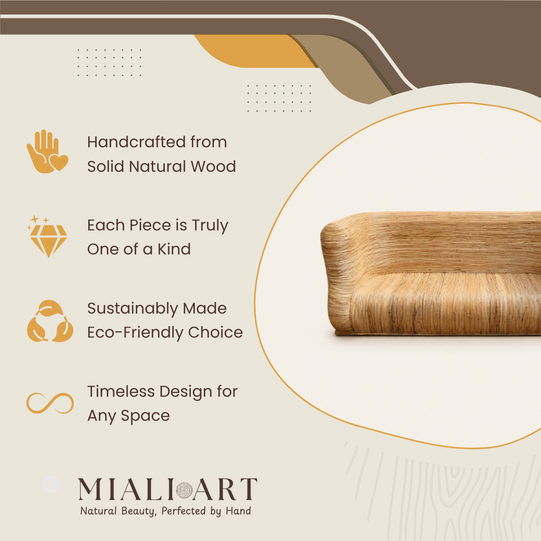 Woven Bamboo Sofa | Handcrafted Natural Style | 180x90x90 cm