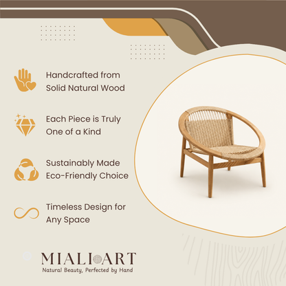 Teak Rope Armchair | Handcrafted Lounge Design | 90x80x75 cm