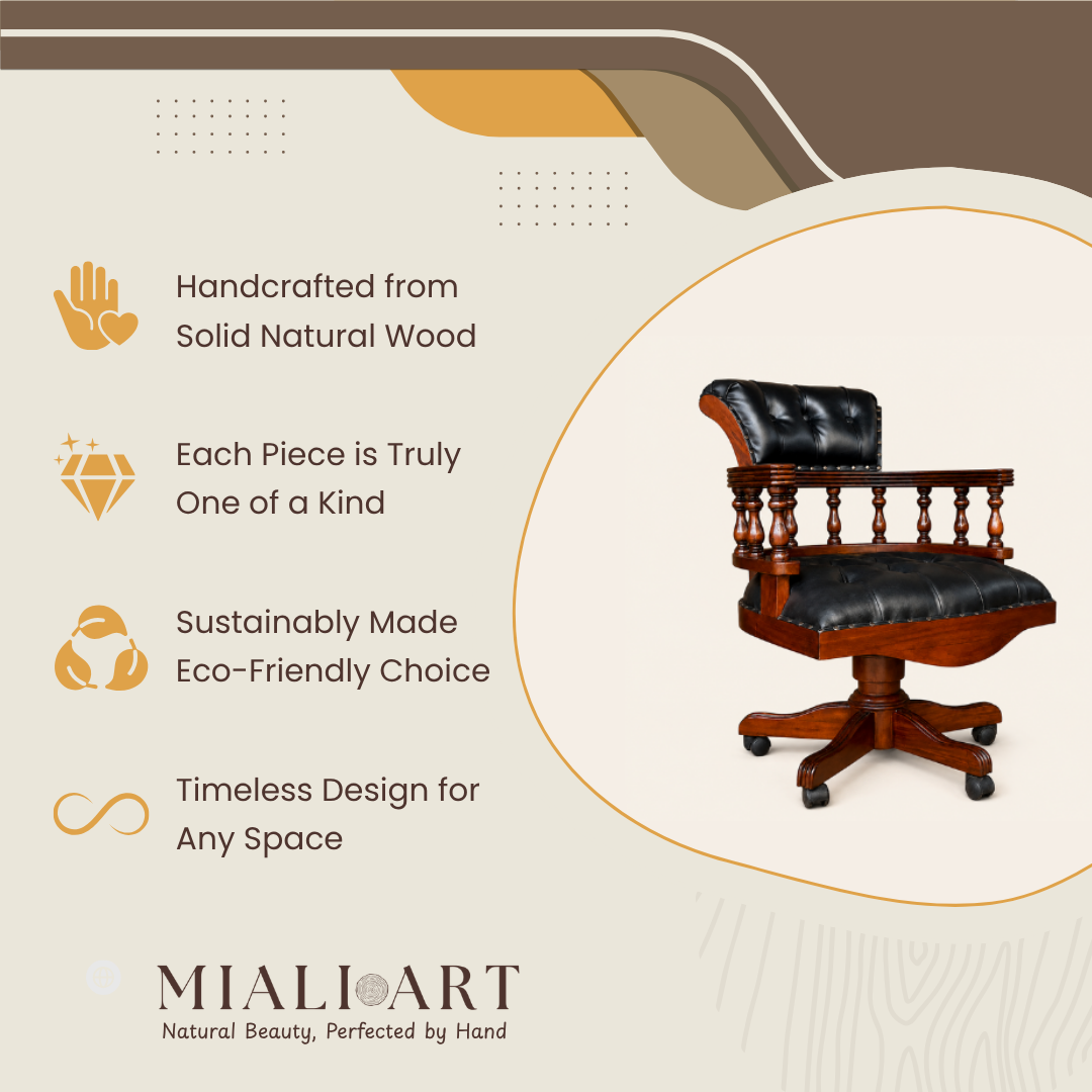 Mahogany Office Chair | Captain Chair | 98x65x65 cm
