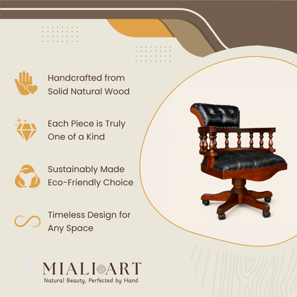 Mahogany Office Chair | Captain Chair | 98x65x65 cm