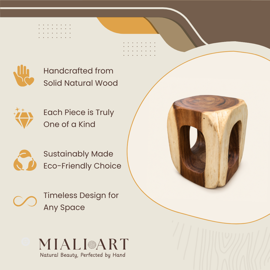 Solid Wood Trunk Stool | Rustic Seat or Table | 45x35x35 cm