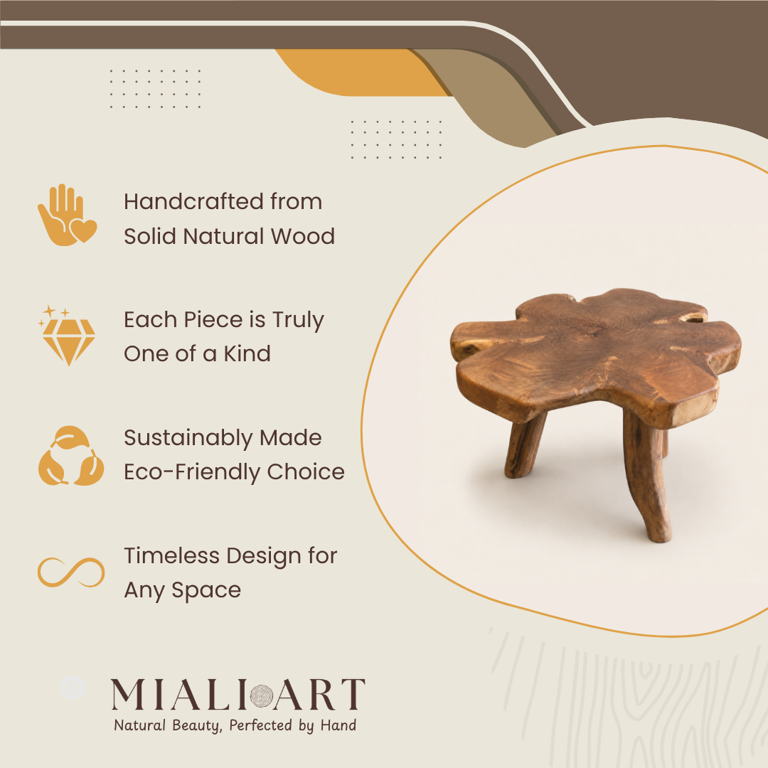 Teak Beistelltisch rund | Massives Teakholz | 50x45 cm
