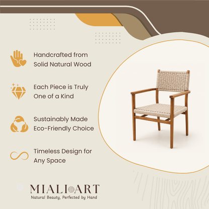 Teak Rope Armchair | Solid Teak & Natural Rope | 80x50x55 cm
