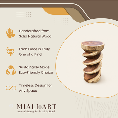 Twisted Trunk Stand | Hand-Carved Teak Pedestal | 60x30 cm