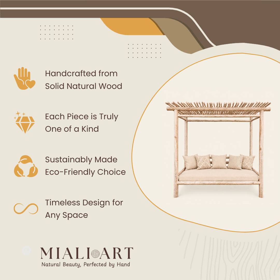 Teak Gazebo Daybed | Premium Canopy Lounger | 220x130x200 cm