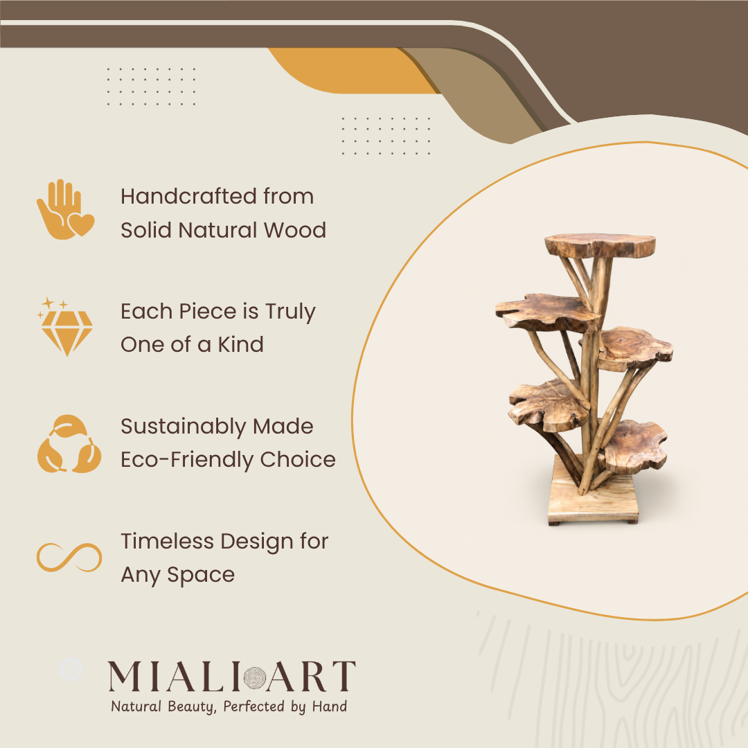 Teak Slice Stand | Solid Wood Handmade | Natural Display Pedestal | 120cm