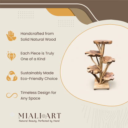 Teak Slice Stand | Solid Wood Handmade | Natural Display Pedestal | 120cm