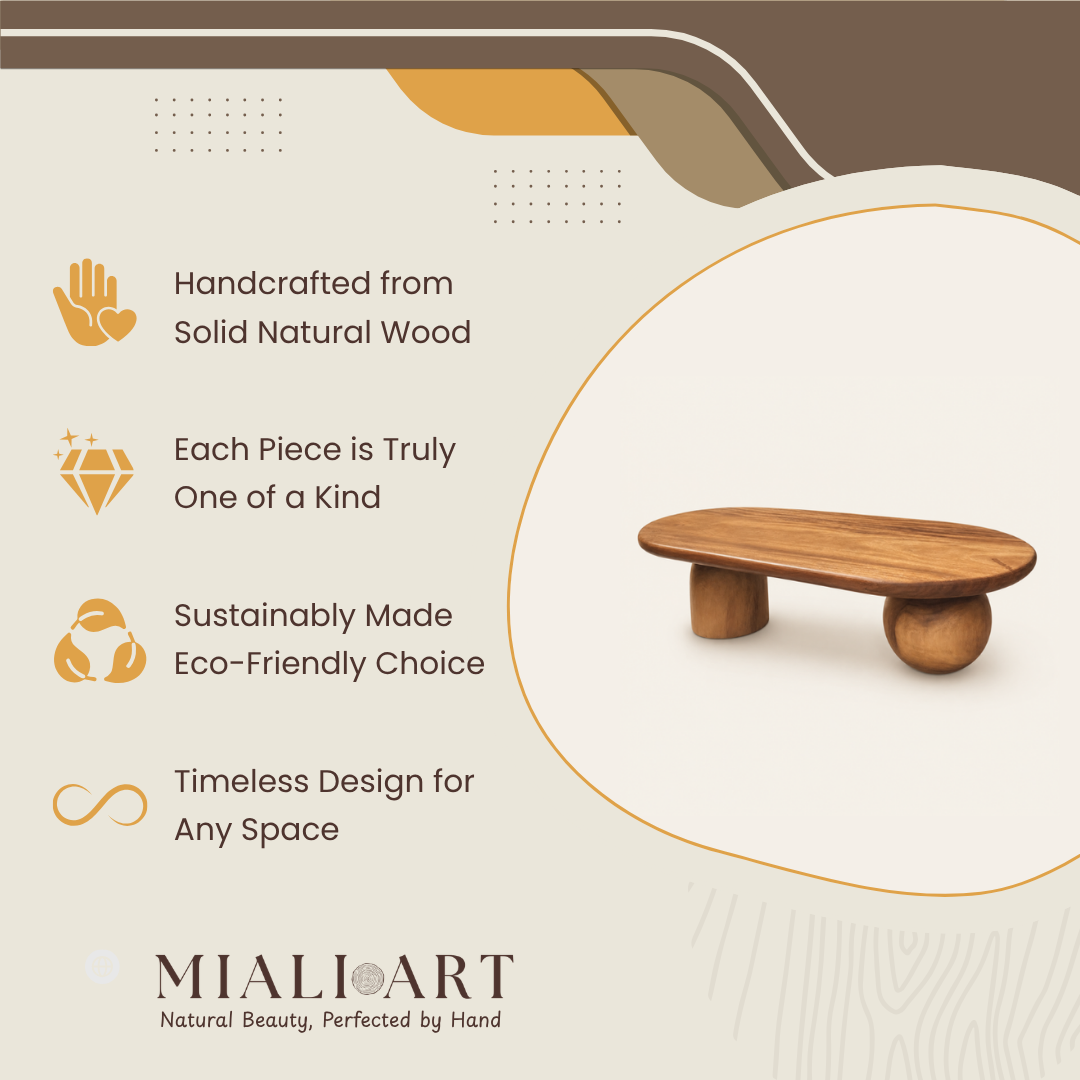 Teak Coffee Table | Sculptural Design | 120x60x35 cm