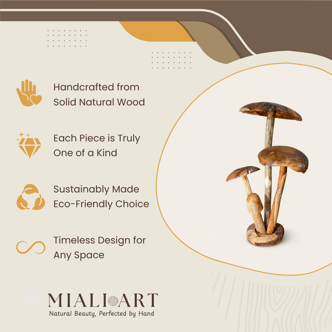 Teak Pilz-Cluster | Natur-Skulptur | 130 cm