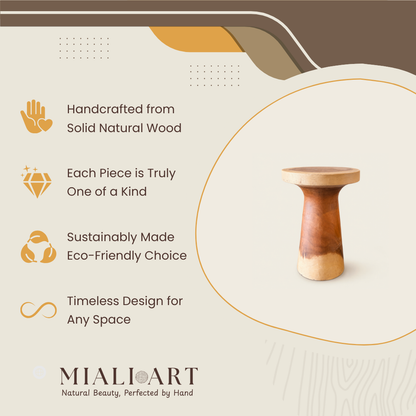 Teak Pedestal Stool | Sculptural Accent | 40x67 cm