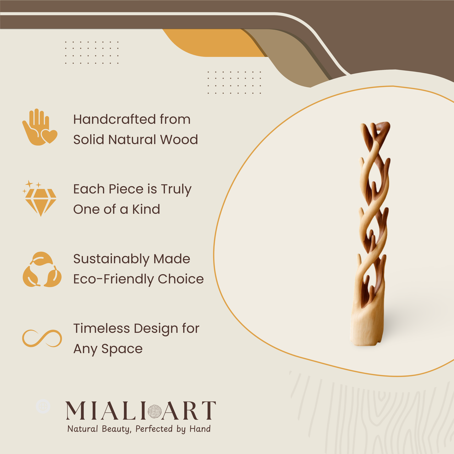 Decorative Tree Trunk Stand | Natural Solid Wood | Organic Display Hanger | 180cm