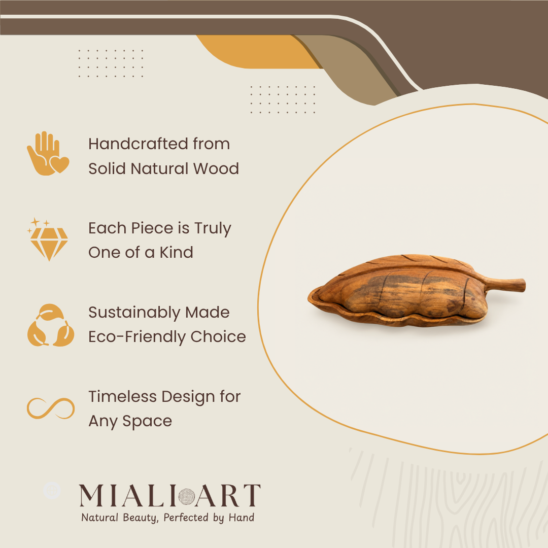 Teak Leaf Bowl with Lid | Handmade | 50x22x11 cm
