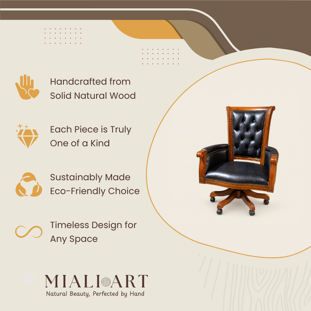 Luxury Office Chair | Genuine Leather | Selina | 80x60x70 cm
