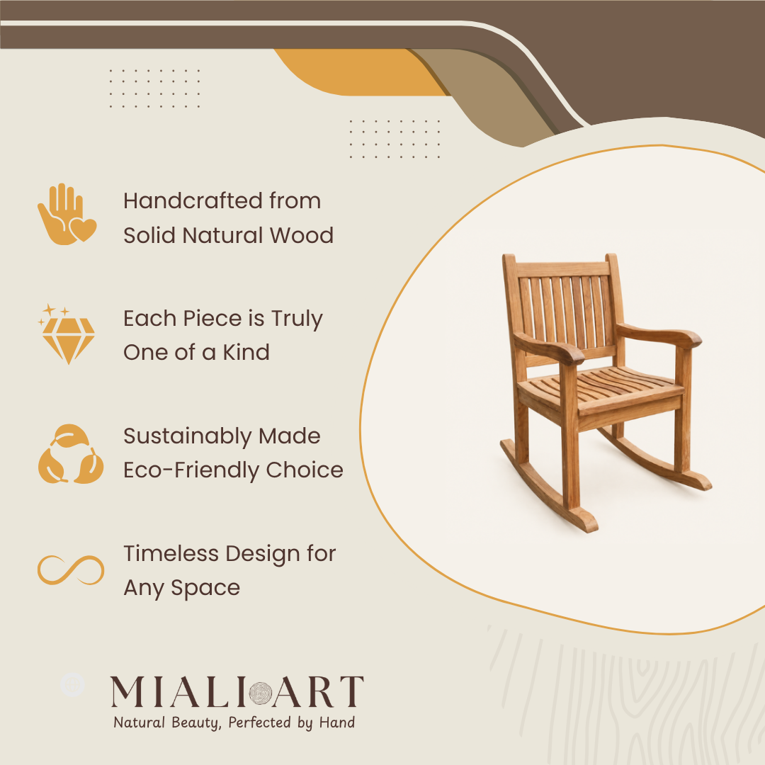 Teak Rocking Chair | Solid Wood Rocker Design | 115x60x60 cm