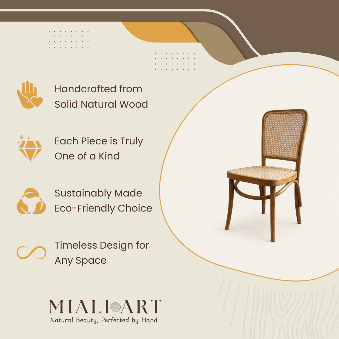 Handmade Teak Chair | Vinyl Wicker Seat & Back | 51x51x89 cm