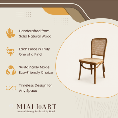 Handmade Teak Chair | Vinyl Wicker Seat & Back | 51x51x89 cm