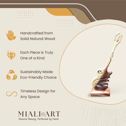 Carved Guitar Sculpture | Solid Wood Trunk | Handcrafted Art Piece | 100cm