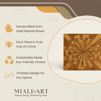 Teak Wood Wall Art | Geometric Design | 90x90 cm