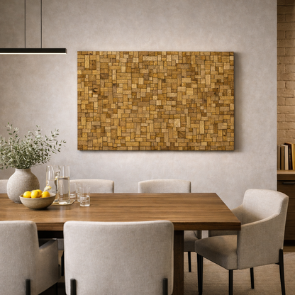 Mosaic Teak Panel – 120x80 cm Styled Interior | Miali Art