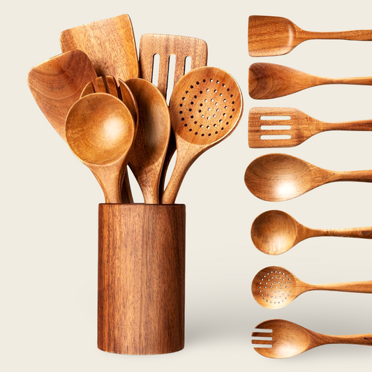 Spoon Set | Handmade Natural Wood | Rustic Utensils | 6pcs