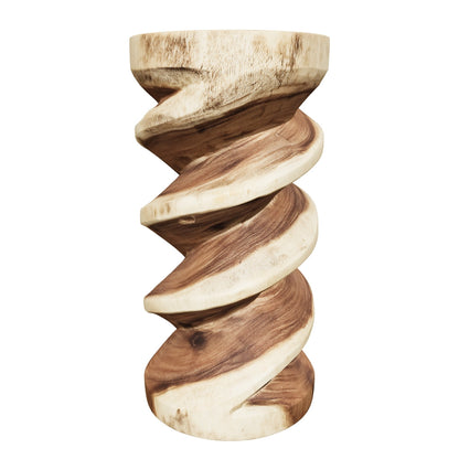 Twisted Trunk Stand | Hand-Carved Teak Pedestal | 60x30 cm