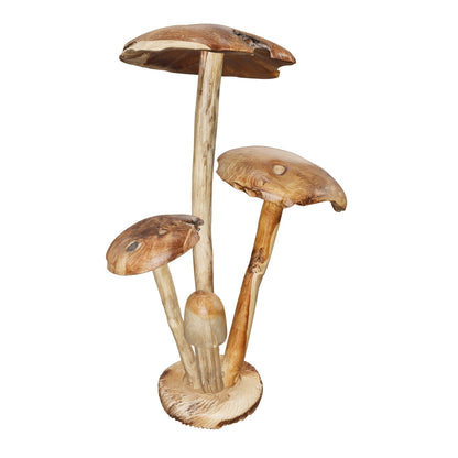 Teak Pilz-Cluster | Natur-Skulptur | 130 cm
